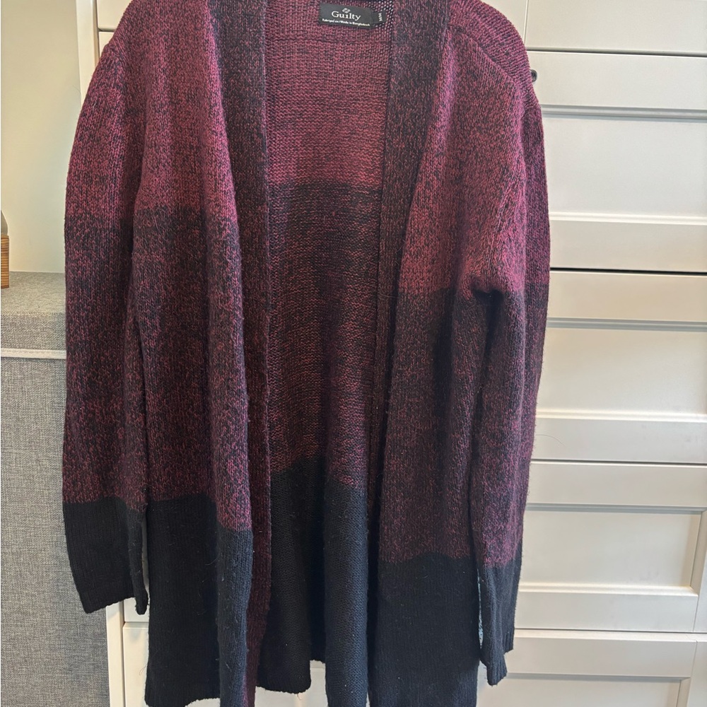2/$15 Women's Burgundy and Black Sweater